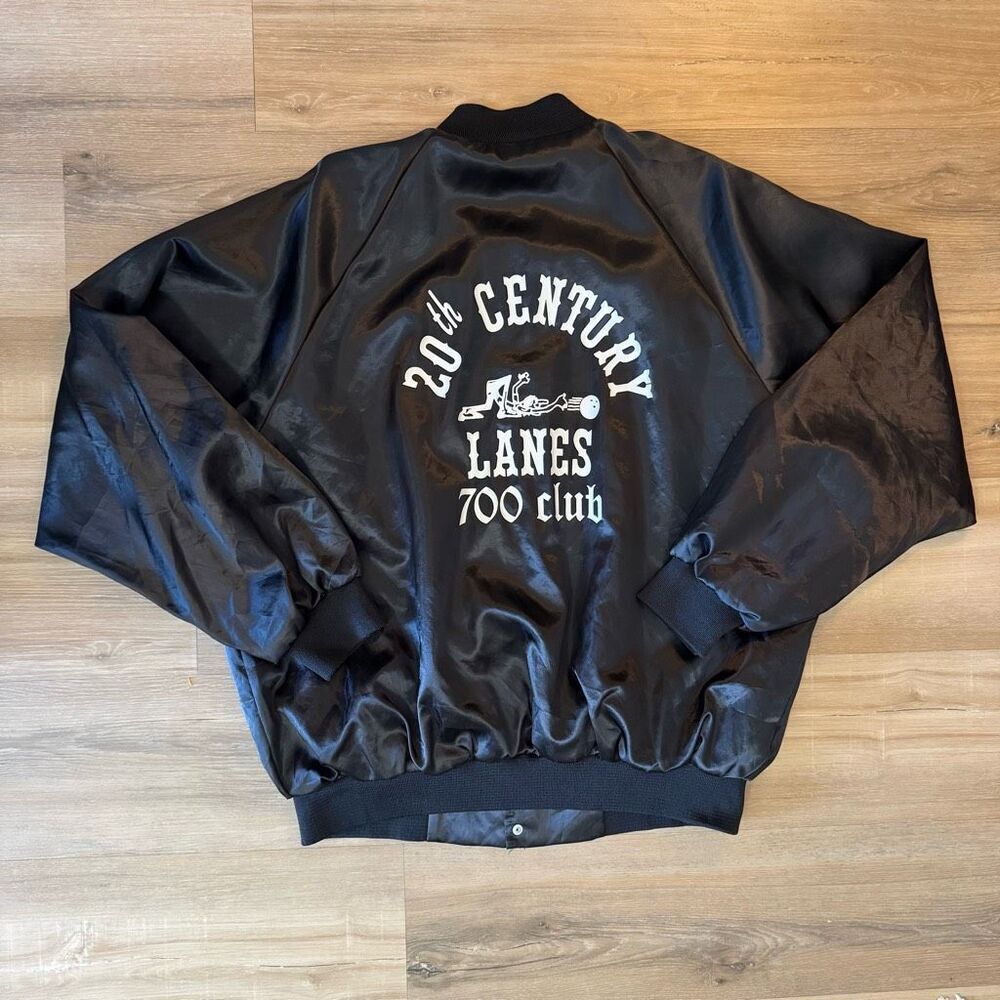 Vintage Cardinal 1980s 20th Century Bowling Lanes 700 Club  Black Jacket Sz XXL